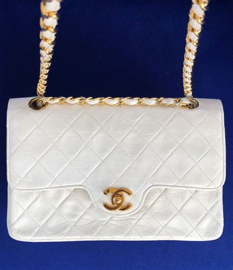 white chanel tote handbag|white chanel bag vintage.